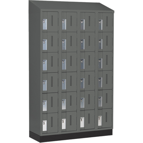 Concorde Heavy-Duty Lockers, 6 -tier, Bank of 4, 48" x 18" x 82", Steel, Charcoal, Welded (Assembled) Nassau Supply