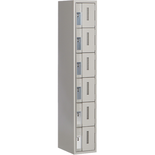 Concorde Heavy-Duty Lockers, 6 -tier, 12" x 18" x 72", Steel, Grey, Welded (Assembled) Nassau Supply