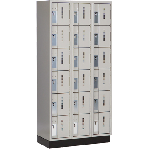 Concorde Heavy-Duty Lockers, 6 -tier, Bank of 3, 36" x 18" x 76", Steel, Grey, Welded (Assembled) Nassau Supply