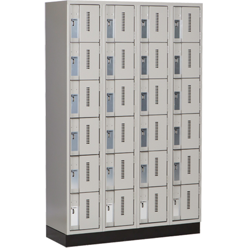 Concorde Heavy-Duty Lockers, 6 -tier, Bank of 4, 48" x 18" x 76", Steel, Grey, Welded (Assembled) Nassau Supply