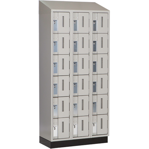 Concorde Heavy-Duty Lockers, 6 -tier, Bank of 3, 36" x 18" x 82", Steel, Grey, Welded (Assembled) Nassau Supply