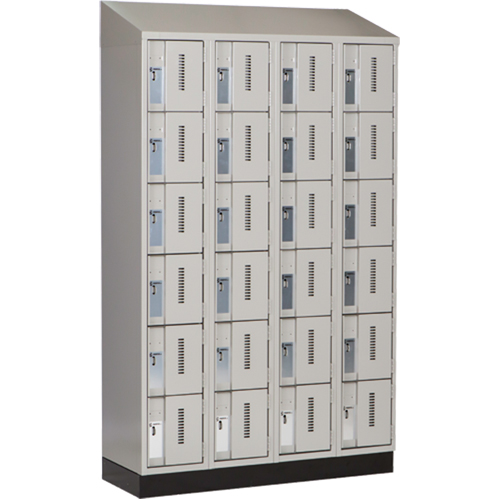 Concorde Heavy-Duty Lockers, 6 -tier, Bank of 4, 48" x 18" x 82", Steel, Grey, Welded (Assembled) Nassau Supply