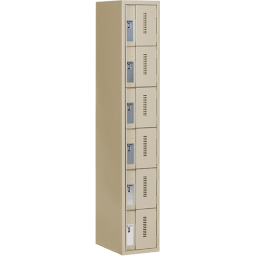 Concorde Heavy-Duty Lockers, 6 -tier, 12" x 18" x 72", Steel, Beige, Welded (Assembled) Nassau Supply
