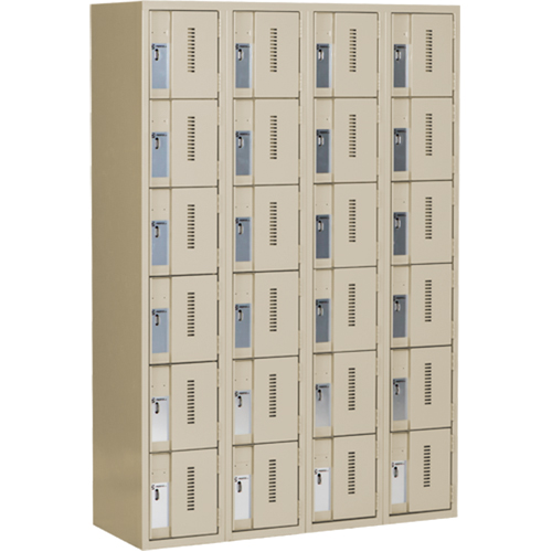 Casiers robustes Concorde, 6 niveaux, Bloc de 4, 48" x 18" x 72", Acier, Beige, Soud&eacute; (assembl&eacute;) Nassau Supply
