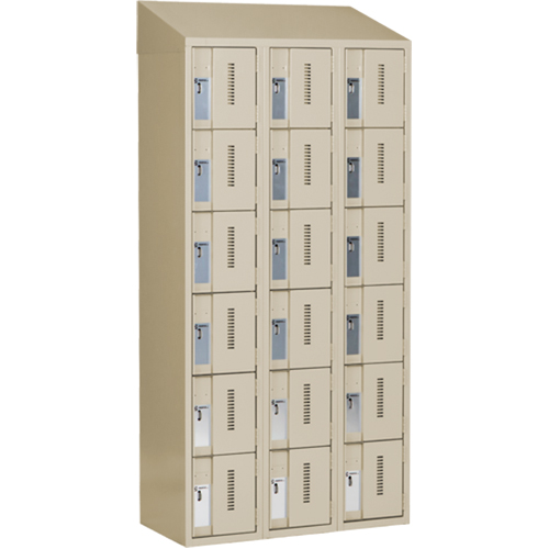 Concorde Heavy-Duty Lockers, 6 -tier, Bank of 3, 36" x 18" x 78", Steel, Beige, Welded (Assembled) Nassau Supply