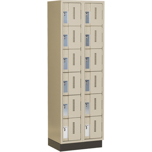 Concorde Heavy-Duty Lockers, 6 -tier, Bank of 2, 24" x 18" x 76", Steel, Beige, Welded (Assembled) Nassau Supply