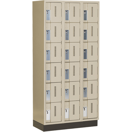 Concorde Heavy-Duty Lockers, 6 -tier, Bank of 3, 36" x 18" x 76", Steel, Beige, Welded (Assembled) Nassau Supply