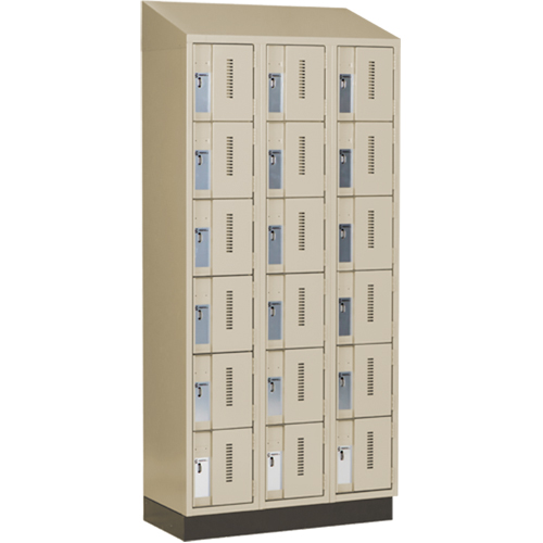 Concorde Heavy-Duty Lockers, 6 -tier, Bank of 3, 36" x 18" x 82", Steel, Beige, Welded (Assembled) Nassau Supply