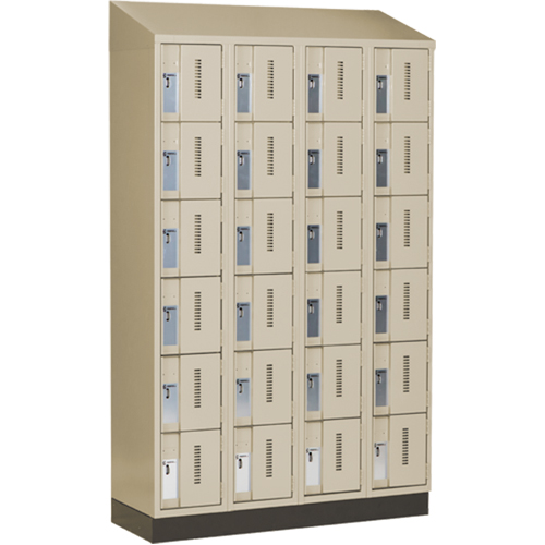 Concorde Heavy-Duty Lockers, 6 -tier, Bank of 4, 48" x 18" x 82", Steel, Beige, Welded (Assembled) Nassau Supply