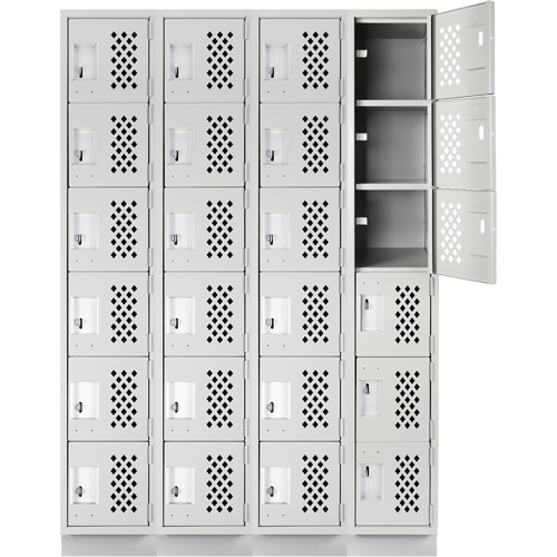 Casiers &eacute;conomiques perfor&eacute;s et assembl&eacute;s Clean Line, 6 niveaux, Bloc de 4, 18" x 72" x 12", Acier Nassau Supply