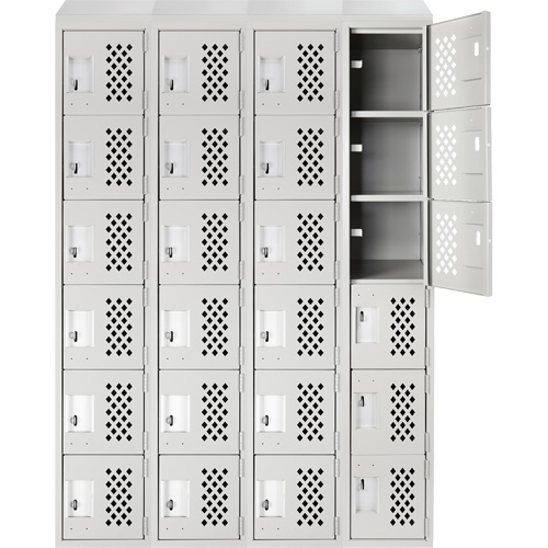 Casiers &eacute;conomiques perfor&eacute;s et assembl&eacute;s Clean Line, 6 niveaux, Bloc de 4, 18" x 72" x 12", Acier Nassau Supply