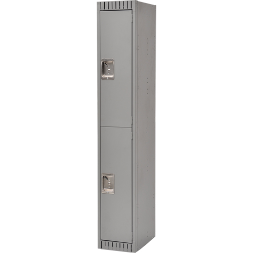 Lockers, 2 -tier, 12" x 18" x 72", Steel, Grey, Rivet (Assembled) Nassau Supply