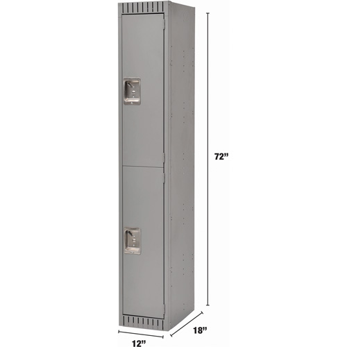 Lockers, 2 -tier, 12" x 18" x 72", Steel, Grey, Rivet (Assembled) Nassau Supply