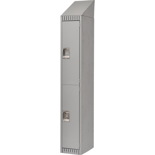 Assembled Lockers, 2 -tier, 12" x 18" x 72", Steel, Grey, Rivet (Assembled) Nassau Supply