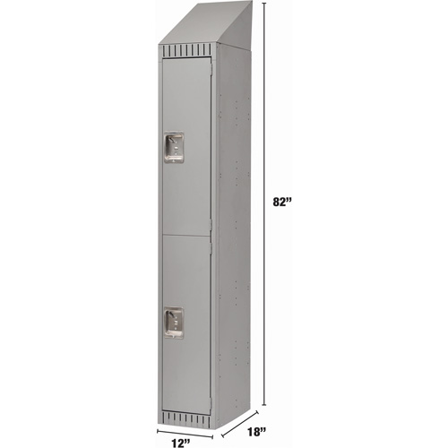 Assembled Lockers, 2 -tier, 12" x 18" x 72", Steel, Grey, Rivet (Assembled) Nassau Supply