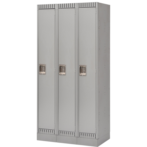 Assembled Lockers, Bank of 3, 36" x 18" x 72", Steel, Grey, Rivet (Assembled) Nassau Supply