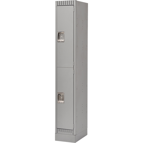 Casiers assembl&eacute;s, 2 niveaux, 12" x 18" x 72", Acier, Gris, Rivet (assembl&eacute;) Nassau Supply
