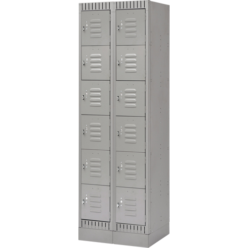 Casiers, 6 niveaux, Bloc de 2, 24" x 18" x 76", Acier, Gris, D&eacute;mont&eacute; Nassau Supply