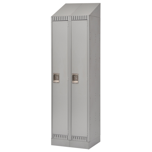 Assembled Lockers, Bank of 2, 24" x 18" x 72", Steel, Grey, Rivet (Assembled) Nassau Supply