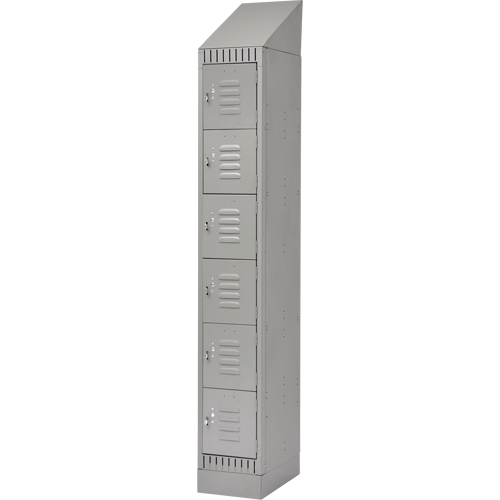 Lockers, 6 -tier, 12" x 18" x 86", Steel, Grey, Knocked Down Nassau Supply