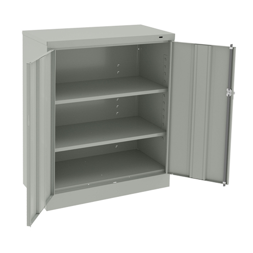 Armoire &agrave; hauteur de comptoir, Acier, 2 Tablettes, 42" h x 36" la x 18" P, Gris p&acirc;le Nassau Supply