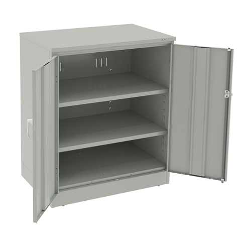 Armoire &agrave; hauteur de comptoir de luxe, Acier, 2 Tablettes, 42" h x 36" la x 24" P, Gris p&acirc;le Nassau Supply