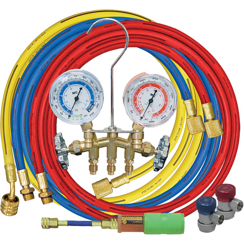 Jeu de manom&egrave;tres collecteurs avec coupleurs manuels et mini-injecteur de colorant Nassau Supply