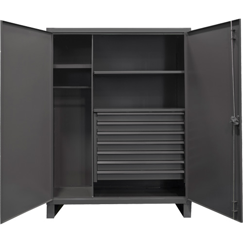 Extra Heavy-Duty Wardrobe Cabinet, Steel, 48" W x 24" D x 78" H, Grey Nassau Supply