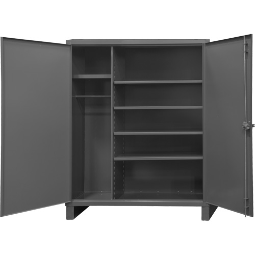 Extra Heavy-Duty Wardrobe Cabinet, Steel, 60" W x 24" D x 78" H, Grey Nassau Supply