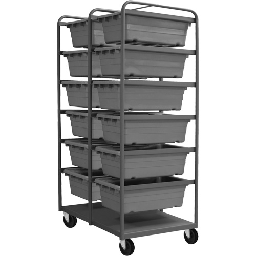 Mobile Tub Rack, Double-sided, 12 bins, 26" W x 36" D x 74" H Nassau Supply