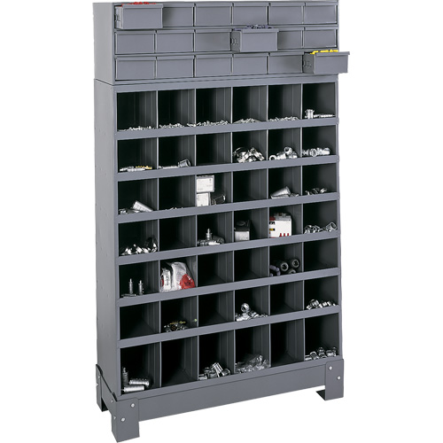 Unit&eacute; de stockage modulaire pour petites pi&egrave;ces, Acier, 18 tiroirs, 33-3/4" x 12-1/4" x 58-5/8", Gris Nassau Supply