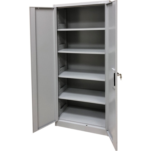 Storage Cabinet, Steel, 4 Shelves, 66" H x 30" W x 15" D, Grey Nassau Supply