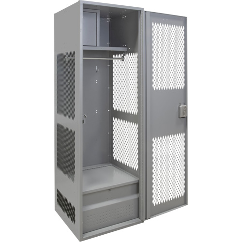 Gear Locker with Door, Steel, 24" W x 24" D x 72" H, Grey Nassau Supply