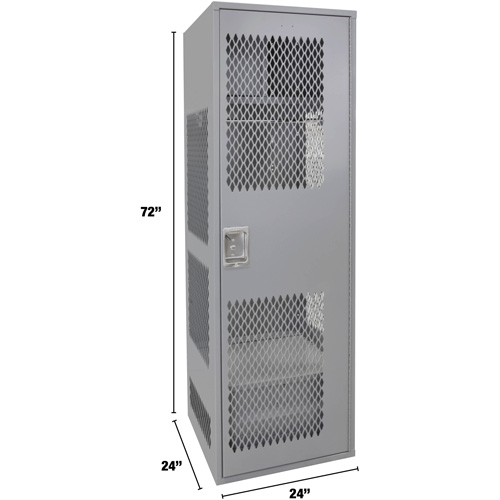 Gear Locker with Door, Steel, 24" W x 24" D x 72" H, Grey Nassau Supply