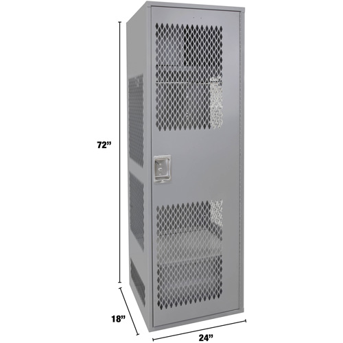 Gear Locker with Door, Steel, 24" W x 18" D x 72" H, Grey Nassau Supply
