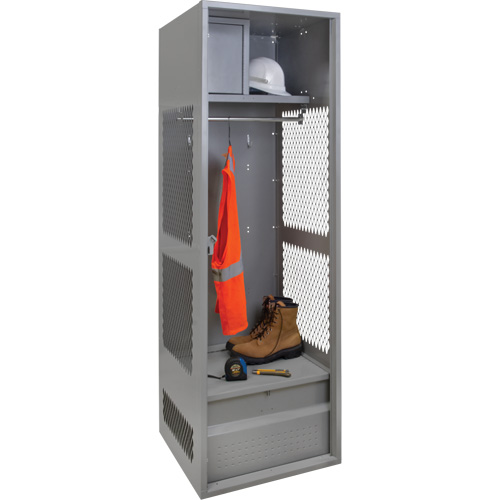 Gear Locker, Steel, 24" W x 18" D x 72" H, Grey Nassau Supply