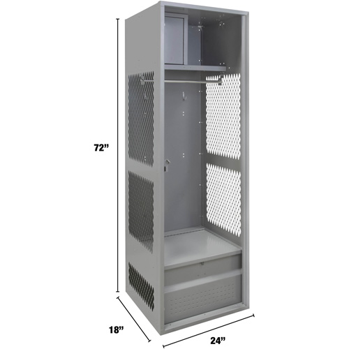 Gear Locker, Steel, 24" W x 18" D x 72" H, Grey Nassau Supply