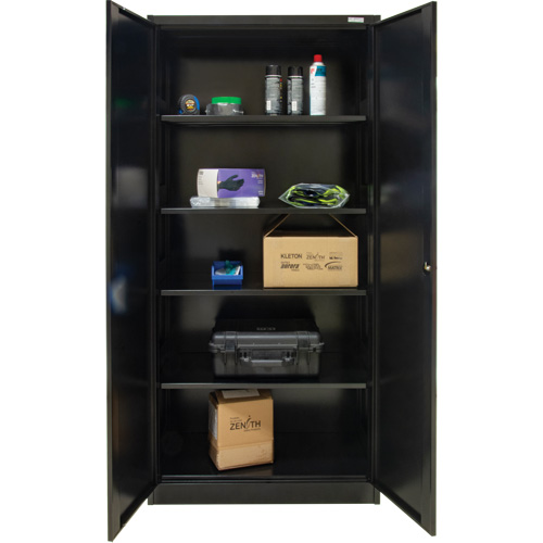 Hi-Boy Storage Cabinet, Steel, 4 Shelves, 72" H x 36" W x 18" D, Black Nassau Supply