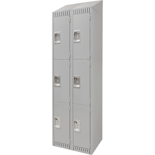 Casiers, 3 niveaux, Bloc de 2, 24" x 18" x 82", Acier, Gris, D&eacute;mont&eacute; Nassau Supply