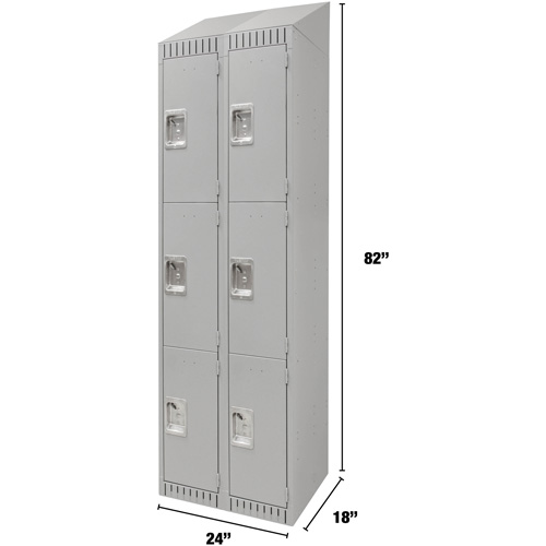 Casiers, 3 niveaux, Bloc de 2, 24" x 18" x 82", Acier, Gris, D&eacute;mont&eacute; Nassau Supply