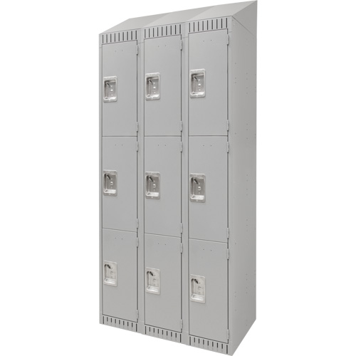 Casiers, 3 niveaux, Bloc de 3, 36" x 18" x 82", Acier, Gris, D&eacute;mont&eacute; Nassau Supply