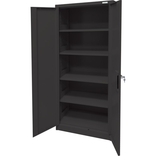 Armoire d'entreposage, Acier, 4 Tablettes, 66" h x 30" la x 15" P, Noir Nassau Supply