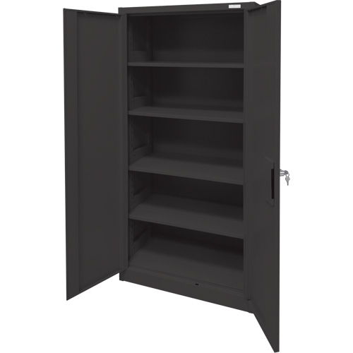 Storage Cabinet, Steel, 4 Shelves, 78" H x 36" W x 24" D, Black Nassau Supply