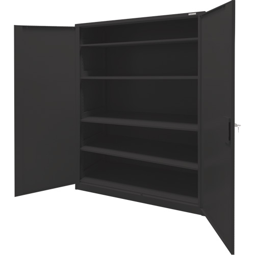 Armoire d'entreposage, Acier, 4 Tablettes, 78" h x 48" la x 24" P, Noir Nassau Supply