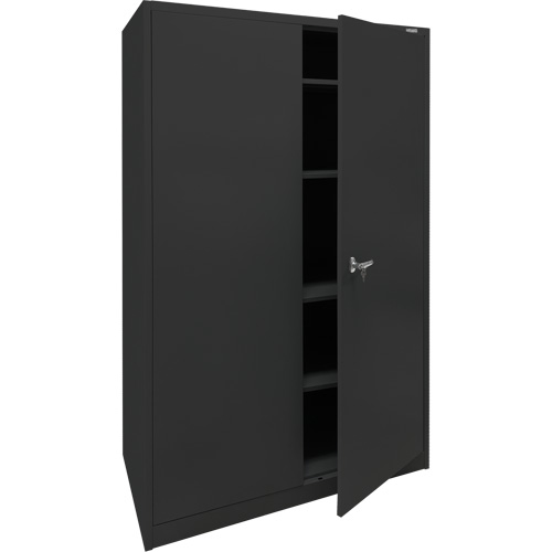 Armoire d'entreposage, Acier, 4 Tablettes, 78" h x 48" la x 24" P, Noir Nassau Supply