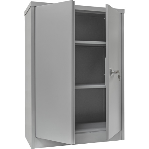 Counter-High Storage Cabinet, Steel, 2 Shelves, 42" H x 48" W x 24" D, Grey Nassau Supply
