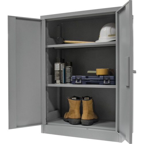 Counter-High Storage Cabinet, Steel, 2 Shelves, 42" H x 48" W x 24" D, Grey Nassau Supply