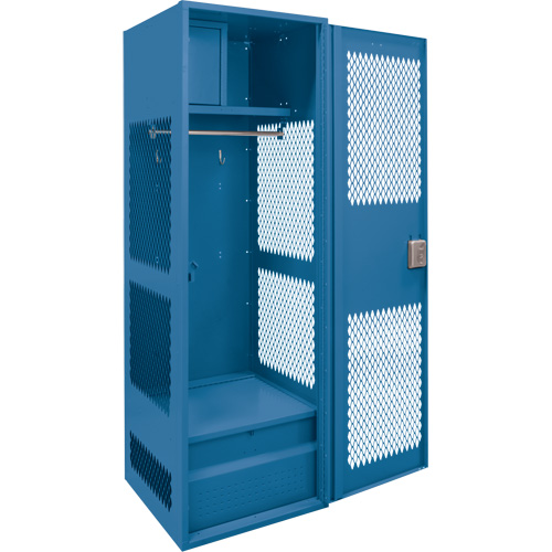 Casier pour &eacute;quipement avec porte, Acier, 24" la x 18" p x 72" h, Bleu fonc&eacute; Nassau Supply