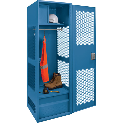 Casier pour &eacute;quipement avec porte, Acier, 24" la x 18" p x 72" h, Bleu fonc&eacute; Nassau Supply