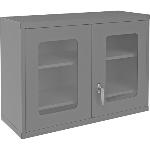 Armoire de rangement murale avec portes transparentes, 26-15/16" h x 35-7/8" la x 13-11/16" p, 2 tablettes, Acier, Gris Nassau Supply